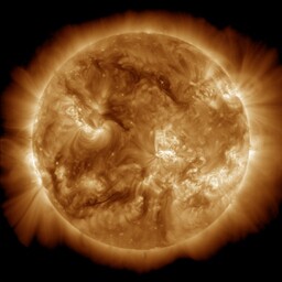 Фотография Солнца в ультрафиолетовом диапазоне, длинна волны 193 Å